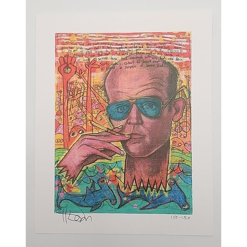 Ike‎ Moody "Hunter S Thompson" Tribute Signed Blotter Art print limited edition